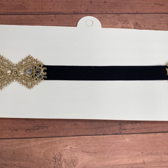 Baby Toddler Headband-Soft Flower Gold Lace Elastic Headband - Picture 5 of 5